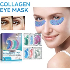 Mascarillas para ojos, 12 unidades, para reducir las arrugas, los ojos hinchados y las ojeras, geles de colágeno marino natural para ojos, parches para hidratar el rostro