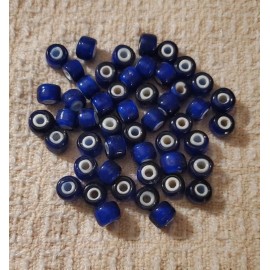 Jumbo Old Cobalt Blue White Heart African Trade Beads 50 Pc Limited Quantities