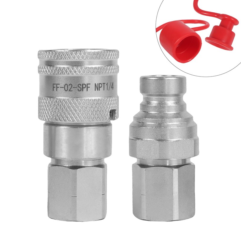 SINOCMP 1/4" Body & 1/4" NPT Hydraulic Quick Connect Fittings