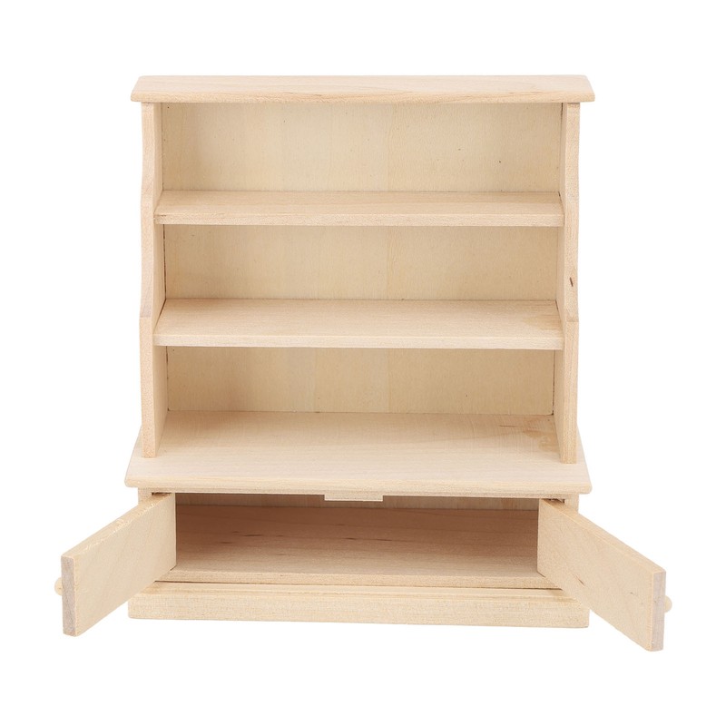 Dollhouse Bookshelf 1:12 Wooden Miniature Decoration Rugged Dollhouse Bookcase for