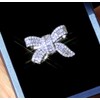 Cutesmile 18k Platinum Plated Shiny Cubic Zirconia Crystal Bow-Knot Engagement