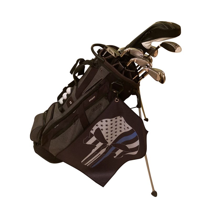 Thin Blue Line Punisher Police Golf Towels - Flag Golf