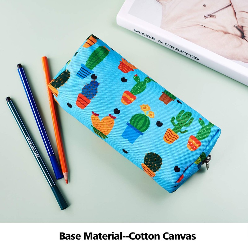 Cactus Pencil Case Students Canvas Pen Bag Pouch Stationary Case