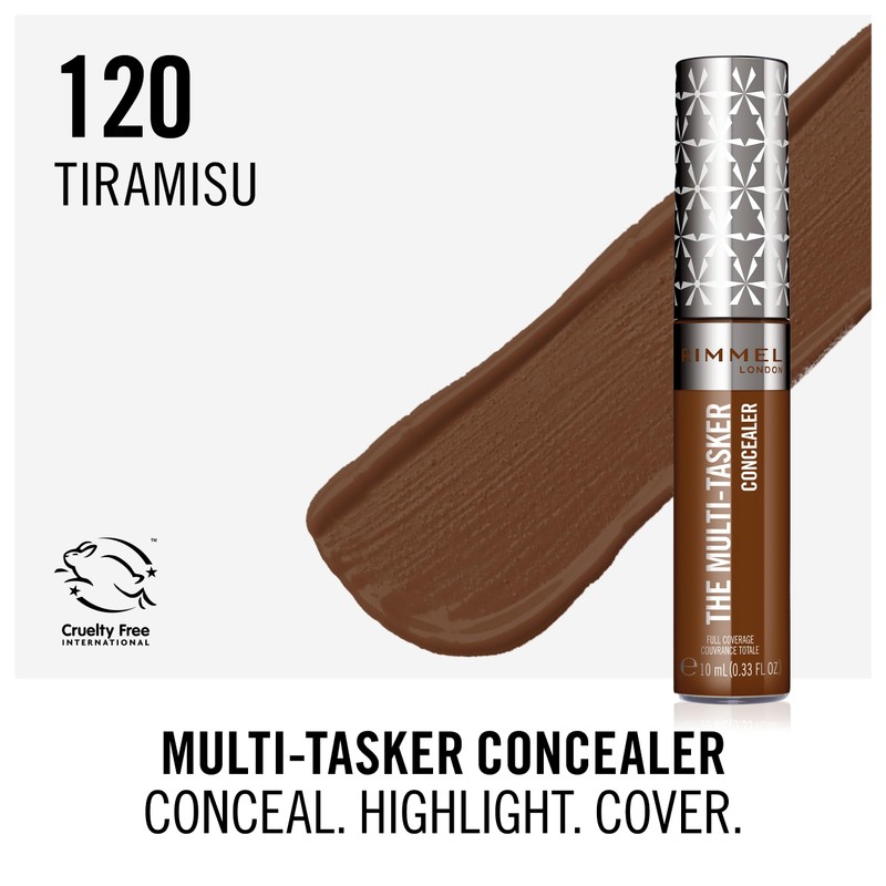 Rimmel London, Multi-Tasker Concealer, 120 Tiramisu, Crease-Proof, Transfer-Proof, Waterproof, Up