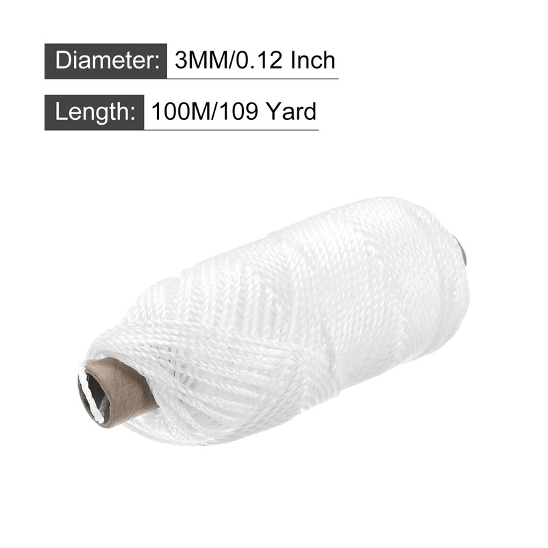 sourcing map Twisted Mason Line Nylon Twine String Cord White