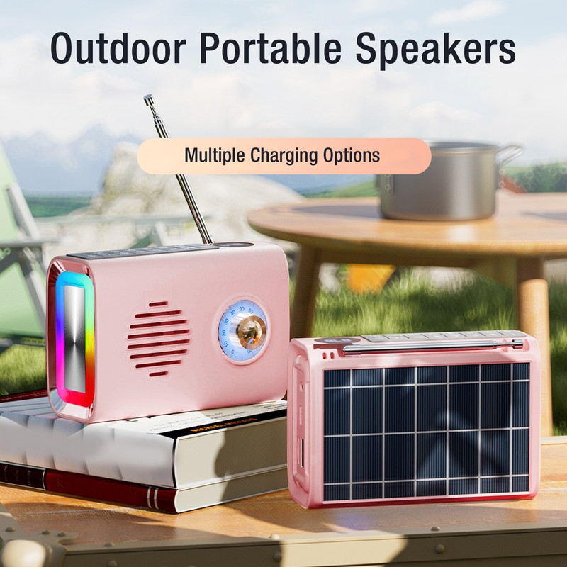 Miniature Bluetooth Speaker Portable Bluetooth Radio Solar Powered Wireless Speakers