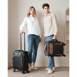 Carry On Luggage 22x14x9 Airline Approved, 20 Inch Softside Suitcase with 4 Pcs, Lightweight Luggage for Women Men with TSA Lock and 4 Spinner Wheels, Soft Side Carry-on Suitcases for Travel