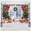 AIIKES 10x10FT Christmas Backdrop Christmas Window Photography Backdrop Winter Snow