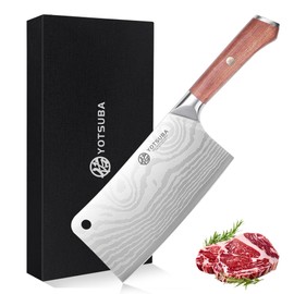 YOTSUBA 7 Inch Cleaver Knife, Ultra Sharp High Carbon Steel Vegetable Meat Cleaver with Ergonomic Rosewood Handle, Professional Butcher Knives for for Home Kitchen and Restaurant with Gift Box