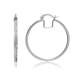 Devin Rose 40mm Hoop Earrings for Women made with Faceted Crystals in Rhodium Plated Brass Yellow
