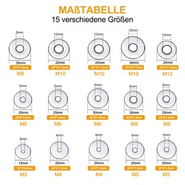 VIGRUE 225 Pieces Stainless Steel Flat Washers Set Washers Assortment 7 Sizes M3 M4 M5 M6 M8 M10 M12