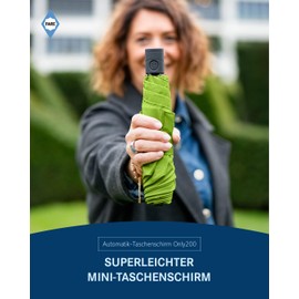 FARE FiligRain Only200 Automatic Pocket Umbrella - Super Light at Only 200 g, Automatic Open/Close, Windproof Plus, Compact (Closed Only 26 cm Long), lime