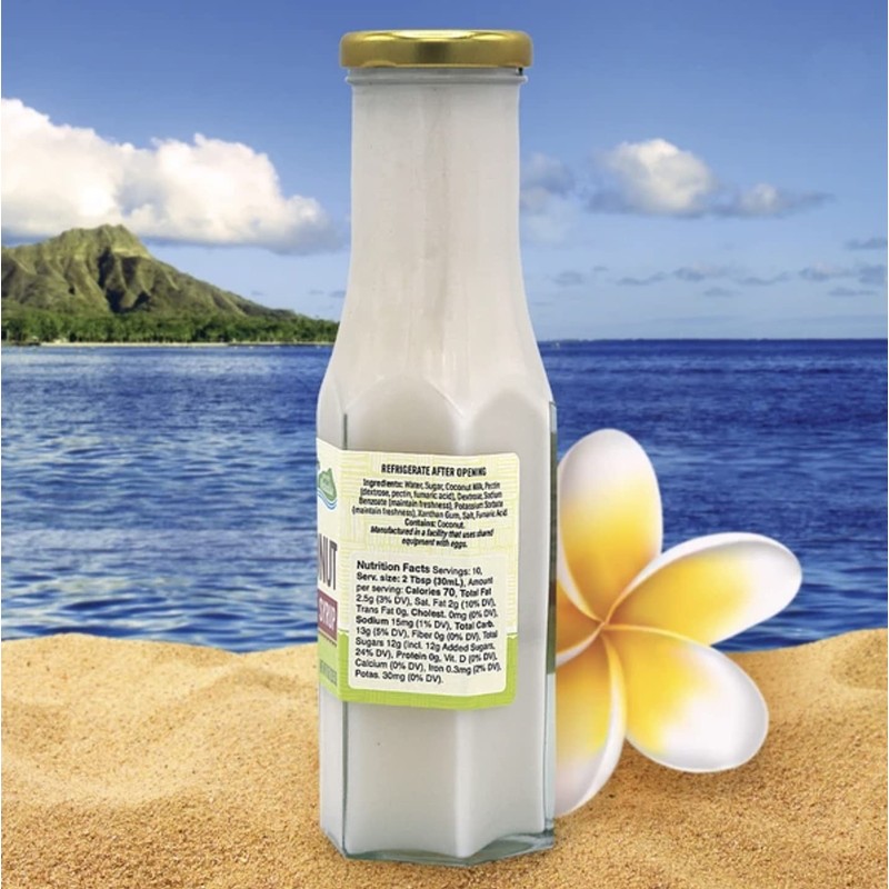 Gourmet Coconut Fruit Syrup, Made in Hawaii, Dip into Paradise,