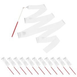 PATIKIL Dance Ribbons, 14 Pack 78.7 Inch Gymnastics Dance Streamers with Non-Slip Wand Dance Flags for Gifts, Dancing, Talent Shows, Baton Twirling, White