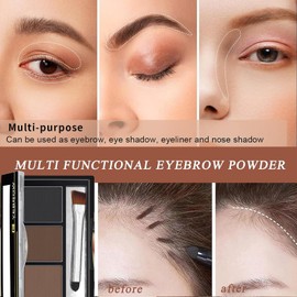 3-Color Eyebrow Powder & Pomade Kit - Black, Dark Coffee, Light Coffee.Waterproof, Sweat-Proof, Long-Lasting - Easy To Apply For Natural-Looking Brows All Day