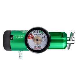 Brass Integral 50 PSI O2 Regulator for Oxygen Cylinder – CGA 870 Connection, Adjustable Flow 0-15 LPM, Compact & Lightweight Design for Home and Portable Use