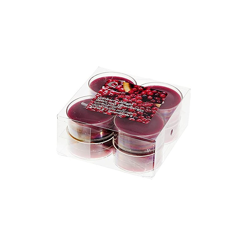 8 Pk Scented Tealights (Cranberry Delight) - Set of 2,Red