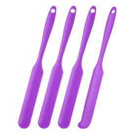 uxcell 4Pcs Silicone Jar Spatula, Heat Resistant Jam Spreader Non-Stick Silicone Scraper Spatula with Long Handle for Jars, Bottles, Cooking Baking Mixing Tools (Dark Purple)