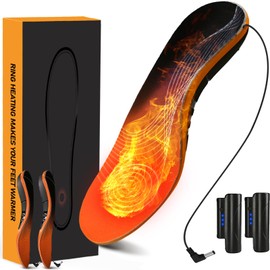 AYATAHA Electric Heated Plantar Insoles, Foot Warmers with Rechargeable Li-Ion Battery, Heavy Duty High Arch Inserts Outdoor Sports, Fatigue Reduce, Size L