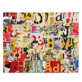 Numbers and Letters Ripped Torn Advertisement - Collage - Jigsaw Puzzle for Kids, Adults, Family and Friends (500 pcs)