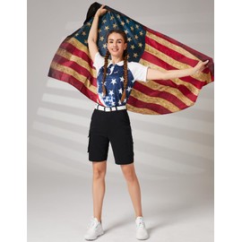 Women's Golf Polo - July 4th American Flag Half Zip Printed Collared Shirts for Women