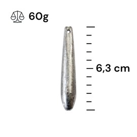 PRO FILSTAR Drop Shot Blei für Sabiki 10x60g - Hering & Makrele Bleie - Tropfenform Dropshot - Meeresangeln - Süß- & Salzwasser Sport Set - Angel Gewichte - Angelgewichte - Angelblei - Fishing Weights