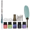 Vintage Feather Dip Pen with Ink 4 Nibs Set School