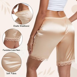 Chicingyou 3 Pack Slip Shorts for Women Under Dress Pettipants Lace Trim Slips Culotte Anti Chafing Summer Split Skirt(XL)