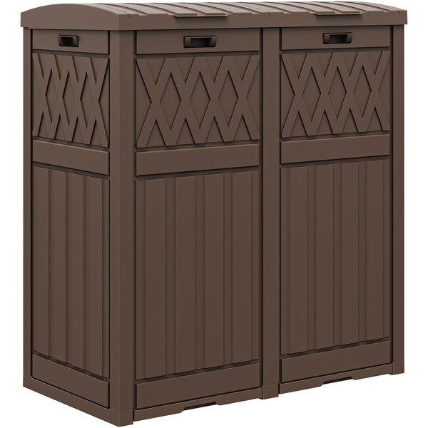 DWVO 76 Gallon Garbage Dual Can, Resin Outdoor Trash Can