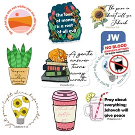 1step2dream JW Stickers - Religious Bible Verse Decals for Jehovah's Witnesses, Inspirational Faith-Based Designs NWT Verse for Water Bottle Laptop Phone