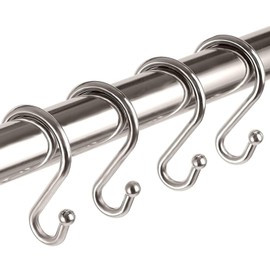 Metal Shower Curtain Hooks Rings Stainless Steel Rust Proof S Hooks Hangers for Kitchen Utensils, Clothing, Towels, etc. Set of 12 (Nickle)