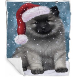 Keeshond Dog Blanket - Let it Snow - Super Soft & Warm Pet Theme for Sofa or Bed, Warm Fleece, Sherpa or Woven Material, for Dog Lovers BLNKT163191 (50x60 Woven)