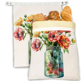 SINENRY Flowers in Jar 2 Pack Beeswax Bread Bags for Homemade Bread, Reusable Storage Bag, Keeps Sourdough and Homemade Fresh, Gifts for Bakers