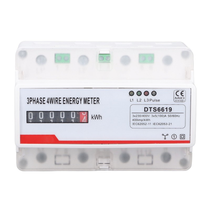 Power Consumption Meter 3 Phase 4 Wires 35mm Rail Mounting