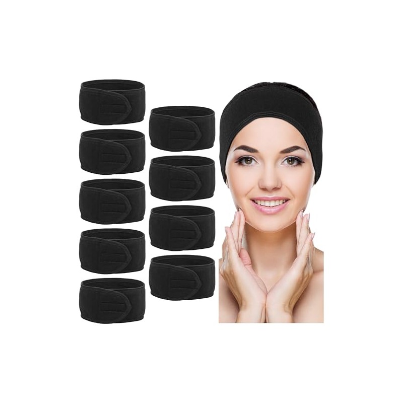 Spa Black Headband Hair Wrap Pack of 10