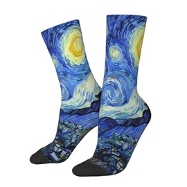 AOWULA Socks,Van Gogh Starry Night Socks for Men/Women Gift Novelty Crew Funny Crazy Tube Socks