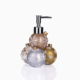 GreenDisplay Multicolor Christmas Ball Soap/Lotion Dispenser (Gold, Silver, Bronze and White Finish)