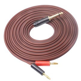 XMSJSIY 1/4 TS to Banana Plug,6.35mm TS Phono to Banana Plug Speaker Audio Cable,Gold-Plated 1/4 TS Male to Dual Banana Plugs OFC HiFi Speaker Wire for DJ Application, Mixer, Headphone Jack (5 Meter)