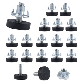 Pack of 16 Adjustment Screws with Foot Drive Nut Furniture Feet, M6 x 18 mm Adjustment Screw Cross, Metal Adjustment Screw, Furniture Feet, Adjustable Adjustment Screw, for Table Legs, Cabinet Legs