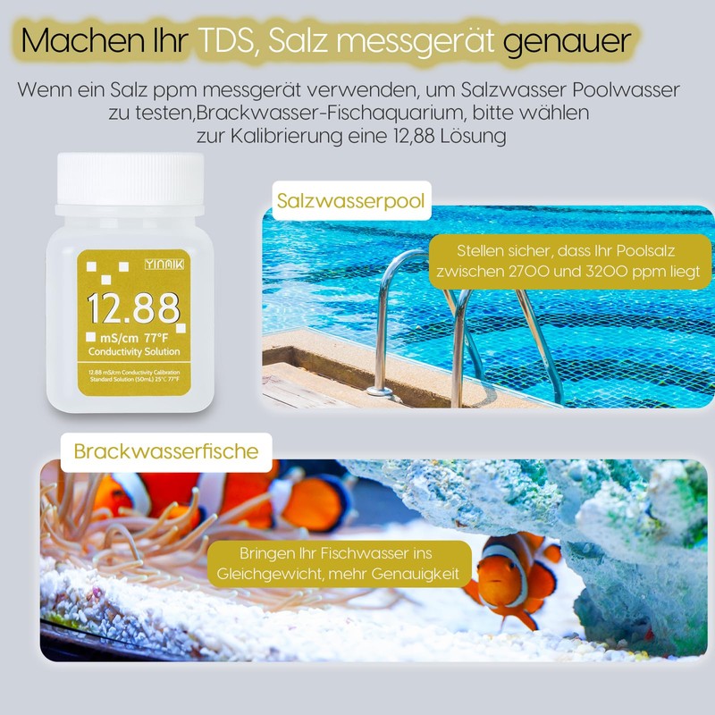 YINMIK 12.88 mS/cm Calibration Solution, Conductivity Salt Content Calibration Fluid