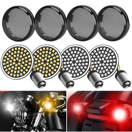 AILMOTO 1157 Motorcycle LED Turn Signals, 2" Bullet Blinker Front Rear Led Lights with 4 Smoked Lenses Kit Compatible for Harley Davidson Street Glide Dyna Low Rider Sportster Iron 883