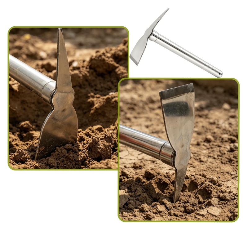 Meejaa Gardening Picks, 15'' Stainless Steel Pickaxe,Mattock Tool Shovels, for