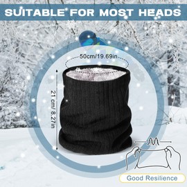 EBOOT Pack of 2 Winter Loop Scarves Lined Fleece Tube Scarves Round Winter Neck Warmer Thick Windproof Neckerchiefs Multifunctional Scarves for Men Women Ski Motorcycle, Black, Blue