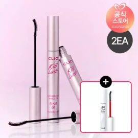 Clio [2EA]클리오 킬래쉬 수퍼프루프 마스카라+(증정)마스카라리무버 [001 바닐라블랙_파인] [2EA] Clio Kill Lash Super Proof Mascara + (Gift) Mascara Remover [001 Vanilla Black_Fine]