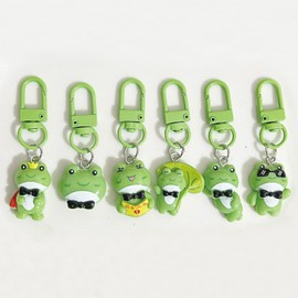 MOZXIRZ 6 Pcs Cute Frog Keychain Women Girls Kawaii Accessories Bag Charms Metal Pendant Car Key Ring (6Pcs)