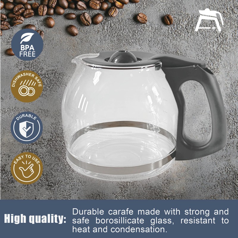 12 Cup Coffee Maker Pot Carafe (Gray Handle and Lid)