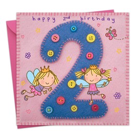 Twizler 2nd Birthday Card For Girl with Fairy Princess and Butterfly - Two Year Old - Age 2 - Childrens Birthday Card - Girls Birthday Card - Happy Birthday Card