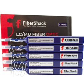 Fibershack - 1.25mm LC Fiber Cleaner Pen - 5 Pack - LC Fiber Optic Cleaning Pen with Dual Action Connector Cleaner & Endface Cleaning Action. Includes Dust Caps