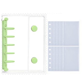 Transparent Seal Book, 5 Holes Clear Binder Seal Storage, Sith Teme Planner M5 PVC DIY Meeting Notebook Folder with 10 Inner Refills (Green)