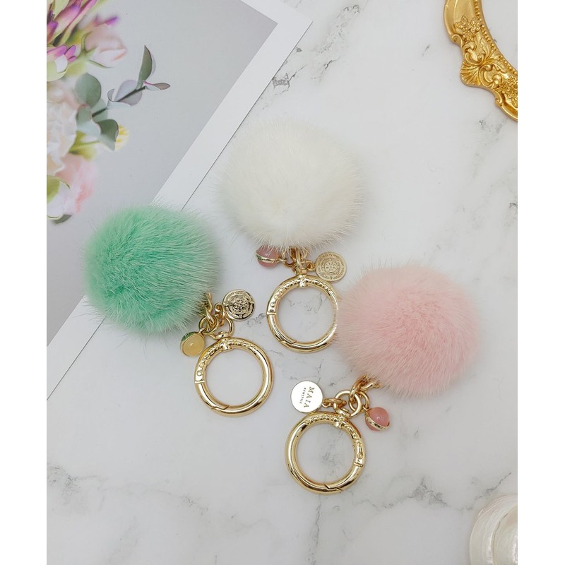 Maia Mya Mink Fur Keyring & Charm Decoration - Mint